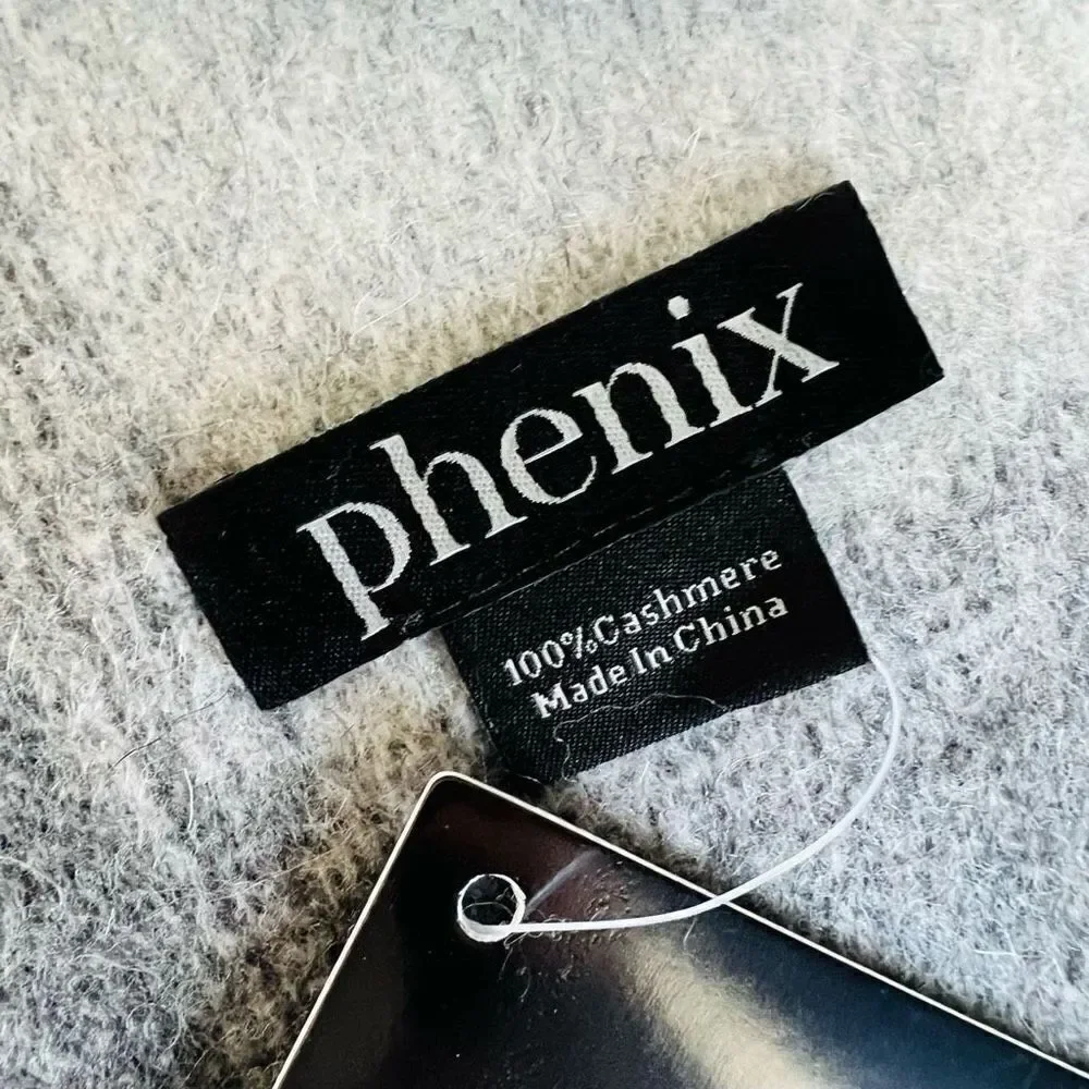 PHENIX Cashmere Mixed Weave Buffalo Plaid Scarf, Soft Luxurious, Blue Plaid, NWT